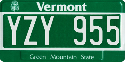 VT license plate YZY955