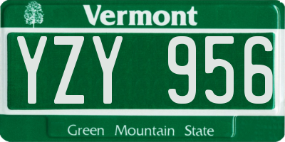 VT license plate YZY956