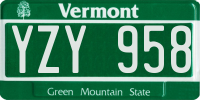 VT license plate YZY958