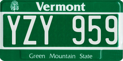 VT license plate YZY959