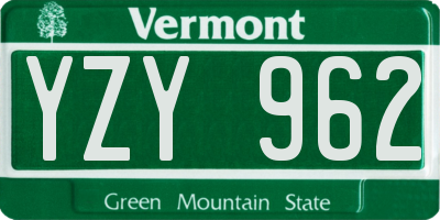 VT license plate YZY962