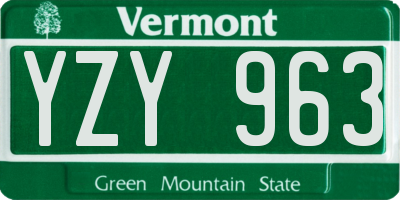 VT license plate YZY963