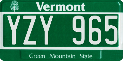 VT license plate YZY965