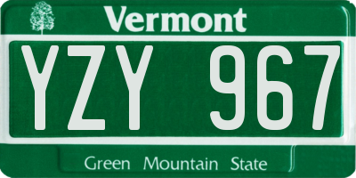 VT license plate YZY967