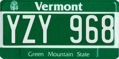 VT license plate YZY968