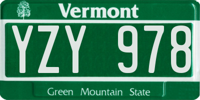 VT license plate YZY978