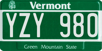 VT license plate YZY980