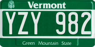VT license plate YZY982