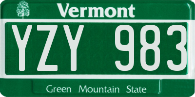 VT license plate YZY983