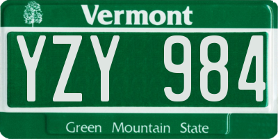 VT license plate YZY984
