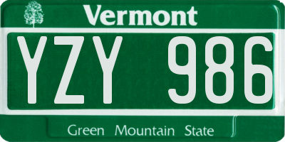 VT license plate YZY986