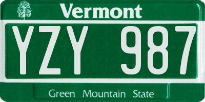 VT license plate YZY987