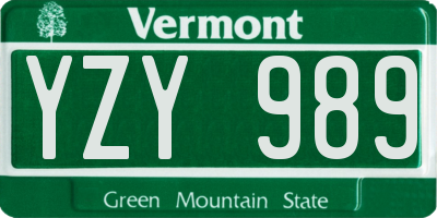 VT license plate YZY989