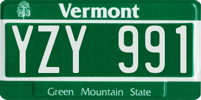 VT license plate YZY991