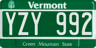 VT license plate YZY992