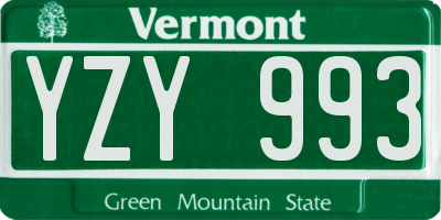 VT license plate YZY993