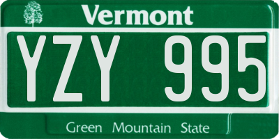 VT license plate YZY995