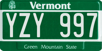 VT license plate YZY997