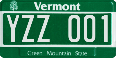 VT license plate YZZ001