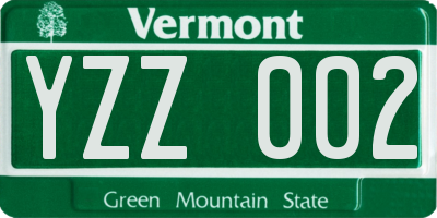 VT license plate YZZ002
