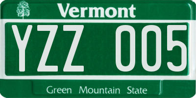 VT license plate YZZ005