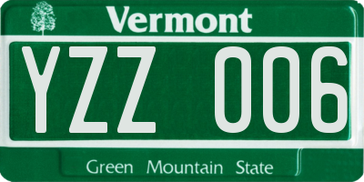 VT license plate YZZ006