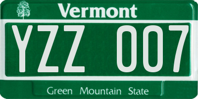 VT license plate YZZ007