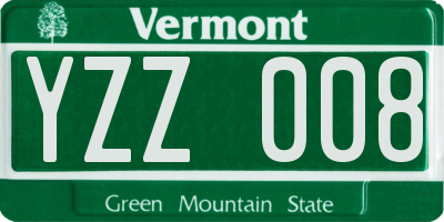 VT license plate YZZ008