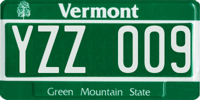 VT license plate YZZ009