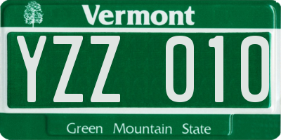 VT license plate YZZ010