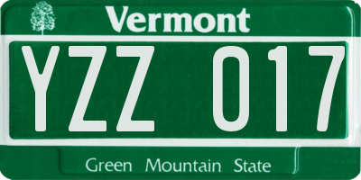 VT license plate YZZ017