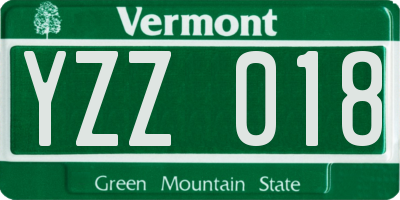 VT license plate YZZ018