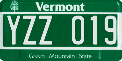 VT license plate YZZ019