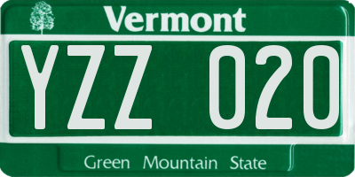 VT license plate YZZ020
