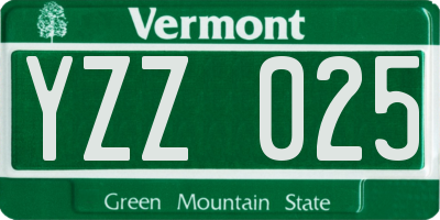 VT license plate YZZ025