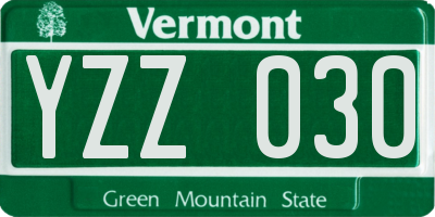 VT license plate YZZ030