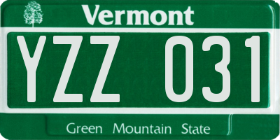 VT license plate YZZ031
