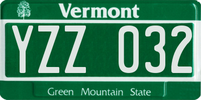 VT license plate YZZ032