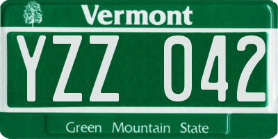 VT license plate YZZ042