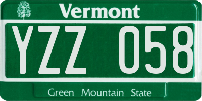 VT license plate YZZ058