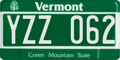 VT license plate YZZ062