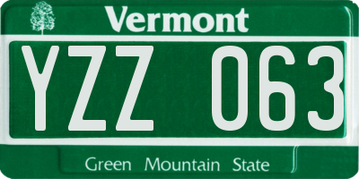 VT license plate YZZ063