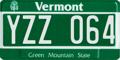 VT license plate YZZ064