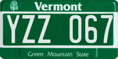 VT license plate YZZ067