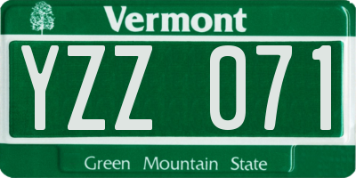 VT license plate YZZ071