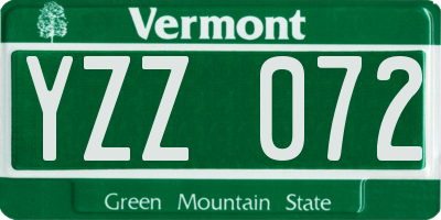 VT license plate YZZ072