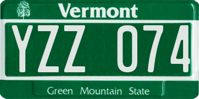 VT license plate YZZ074