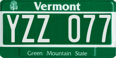 VT license plate YZZ077