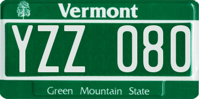 VT license plate YZZ080