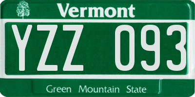 VT license plate YZZ093